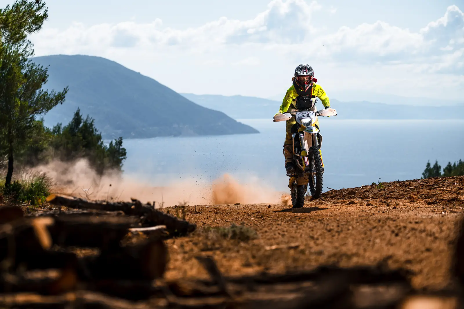 Riding through rough terrain