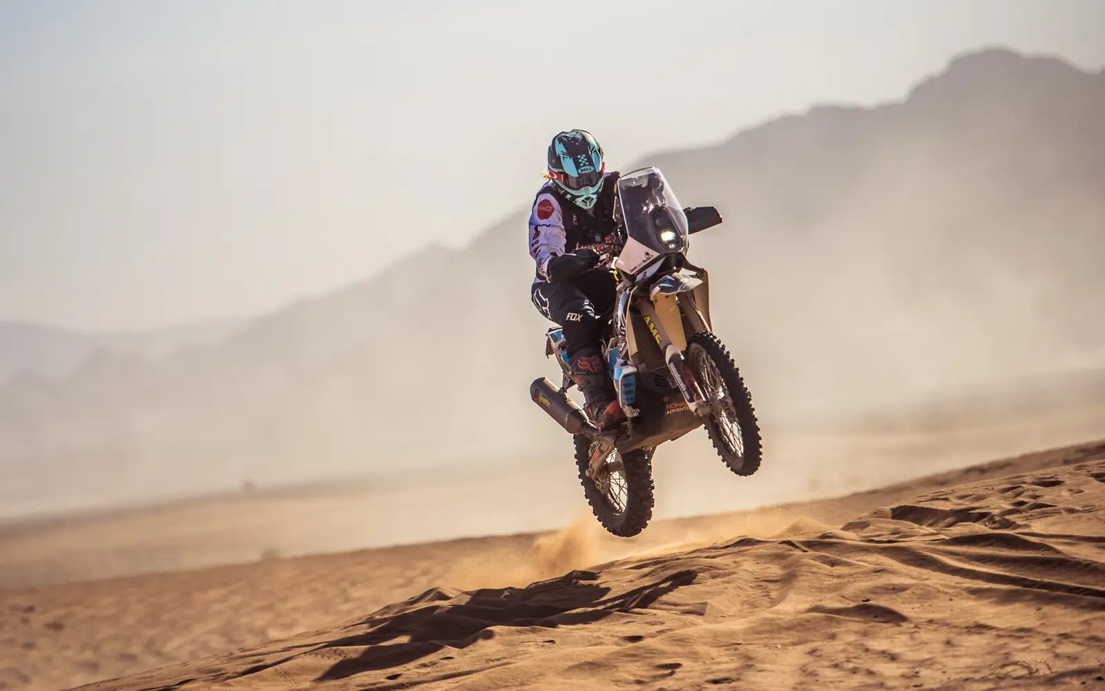 Rally bike on a desert track